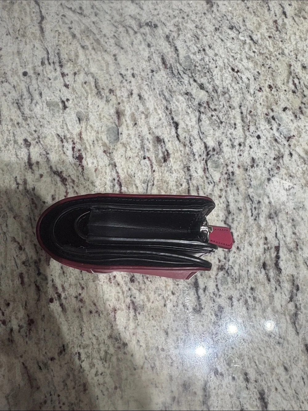 Marc Jacobs Saffiano Zip Card Holder in Berry Pink